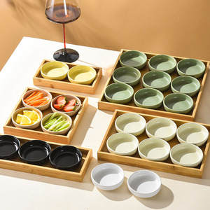 Plateaux en céramique japonaise, assiettes à dîner à <span class=keywords><strong>neuf</strong></span> compartiments, plats ronds pour condiments, plats pour sauces de <span class=keywords><strong>sushi</strong></span> et de cuisine japonaise - Product Image 1