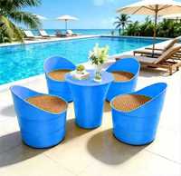 Ensemble de table et de chaises d'extérieur en plastique moderne, durable, léger, empilable, imperméable, facile à transporter pour hôtel, terrasse, restaurant de restauration rapide