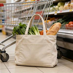 Bolsa de Mano de <span class=keywords><strong>Tela</strong></span> Texturizada al por Mayor para Tiendas Boutique, Bolsa de Corduroy - Product Image 2