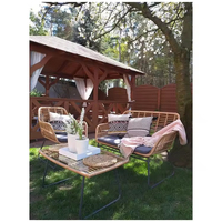 Ensemble de canapés de conversation pour 4 personnes avec table, structure en acier, mobilier d'extérieur écologique et imperméable pour salon et jardin