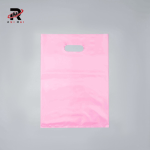 Sacs de courses en plastique avec poignée découpée, imprimés avec un logo personnalisé, pour boutiques, sacs cadeaux, sacs de shopping pour les petites entreprises - Product Image 2