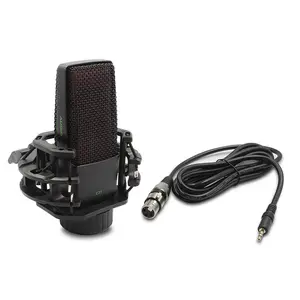 Kit Mikrofon Kondensor Diafragma Besar Studio dengan Pola Cardioid untuk Penyiaran Rekaman Online Live Stream PC