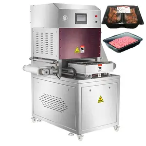 Vertical continuous modified atmosphere sealing packaging machine for boxed meat vegetable fruit bread and seafood