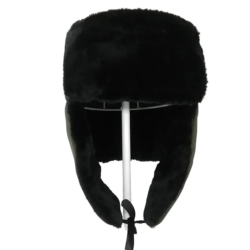 Suministro de fábrica Venta al por mayor Moda Invierno Orejeras Trapper Hat Mujeres Hombres Suede Aviator Hat con piel sintética gruesa Keep Warm cap