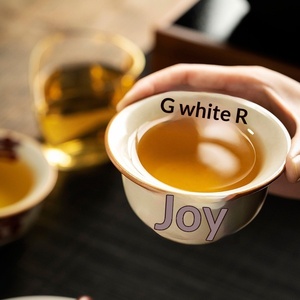 Tasse à thé en céramique Ru Kiln peinte à la main, motif « Joy » de la Cité Interdite, tasse individuelle pour le thé - Product Image 4