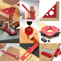 Ensemble d'outils de mesure en alliage d'aluminium pour la menuiserie avec boîte à outils, kit de mesure et de positionnement pour la menuiserie, outils de marquage, outils de menuiserie