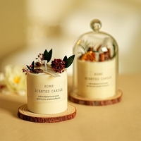 Bougie parfumée artisanale de luxe en cire de soja avec fleurs séchées, décorations créatives pour la maison, bougies en forme de pilier parfumées