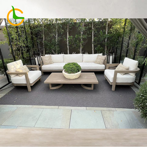 גבוהה טיק עץ ריהוט מלון חצר חצר בית וגן ספה חיצונית סט עם כריות ריהוט עץ טיק מודרני - Product Image 3