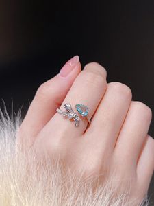 Xinfly 18K Solid Real Gold <b>Open</b> <b>Ring</b> with Teardrop Blue Sapphire Latest Fashion Women's Daily Gemstone <b>Ring</b> for Weddings - Product Image 5