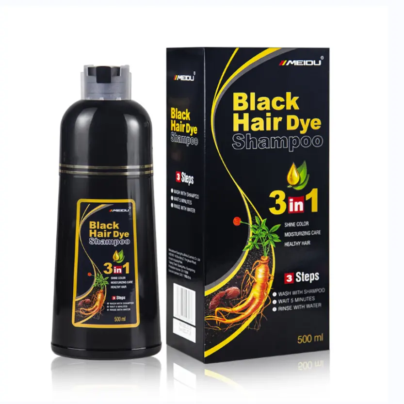 500ml MEIDU Hair Dye Shampoo Stock Goods Private Label Ammonia Free Natural Herbal Permanent Hair Dye Shampoo