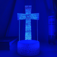 Lampe de nuit en forme de croix de Jésus, cadeau d'éclairage 3D en forme de Jésus chrétien, lampe de table à LED avec charge USB pour la décoration de la pièce