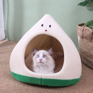 Lit rond pour chat en peluche douce, maisonnette pour animaux de compagnie, endroit de sommeil chaud pour chats, utilisation hivernale - Product Image 4