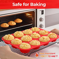 Moule à cupcakes et brownies en silicone SILIKOLOVE, 12/24 cavités, antiadhésif, sans BPA, certifié LFGB, pour la cuisson de gâteaux et muffins