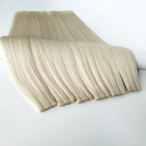 Éticamente procedente de mujeres jóvenes donantes Coletas completas Invisible Micro Bead Weaving Genius Wefts Double Drawn Platinum <span class=keywords><strong>Blonde</strong></span> - Product Image 2