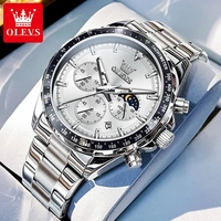 OLEVS 2945 Phase de lune calendrier lumineux petite seconde mode montre à quartz cadeau cadran rond en acier inoxydable montre-bracelet