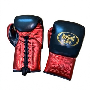 ชุดอุปกรณ์ชกมวยแบบกำหนดเอง No Boxing No Life ประกอบด้วยนวมชกมวยและหมวกป้องกันศีรษะ สีแดงดำ แบบผูกเชือก สำหรับฝึกซ้อมและแข่งขัน สำหรับผู้ใหญ่ ยี่ห้อ Winning Boxing Head Guard - Product Image 2