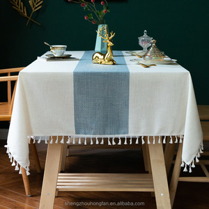 <strong>Tablecloths</strong> for Rectangle Table, Cotton Linen Table Cloth Waterproof <strong>Tablecloth</strong> Wrinkle Free Farmhouse, Soft Fabric with Tassels - Product Image 3