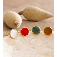 Bague JINYOU 6145 vintage française en pierre naturelle ronde, moderne, étanche, fine, ouverte et ajustable, idéale pour un cadeau