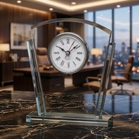 Horloge en cristal transparente personnalisée avec mécanisme, logo et design moderne, coffret cadeau, gravure UV/laser pour cadeaux de mariage