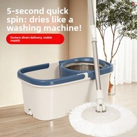 Serpillère plate rotative télescopique pour usage sec et humide, mains libres, avec seau extra large et épaissi, outil de nettoyage de sol pour personnes paresseuses