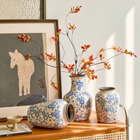 Blau-Weiße Porzellan-Keramikvase Chinoiserie Wohndekor Tischdekoration Wohnzimmer Dekorative Blumenarrangements