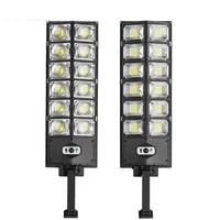 Lampe de cour extérieure LED à double rangée, lampadaire haute intensité, alimenté à l'énergie solaire, télécommande, détection humaine, éclairage ultra-lumineux