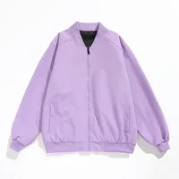 Blouson Bomber Noir, Bordures Côtelées & Poches Obliques, Manches Raglan, Veste Zippée Minimaliste Style Universitaire – Vente en Gros