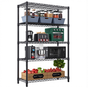 MZG Modern Design Heavy Duty Wire Shelving NSF <b>Storage</b> Rack Approved 5-Tier Black Metal <b>Kitchen</b> Wire Shelf <b>Unit</b> - Product Image 1
