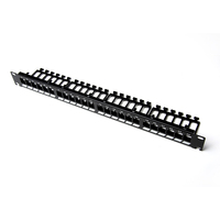 Panneau de brassage mural vierge 19 pouces 24 ports RJ45 UTP Cat5e Cat6 Cat6A pour gestion de câbles réseau, 1U, avec connecteurs Keystone modulaires