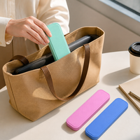 Ensemble de couverts réutilisables écologiques en paille de blé, 3 pièces (cuillère, fourchette, couteau), portable pour le voyage, le bureau, le pique-nique et la boîte à lunch