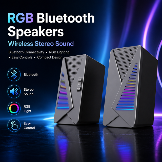 Wireless Blue Tooth PC Speakers With Home Theatre System LED Gaming Speaker With RGB Light Stereo Sound Lighting Subwoofer