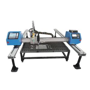 Portable gantry fiber laser and plasma cutting machine dual use
