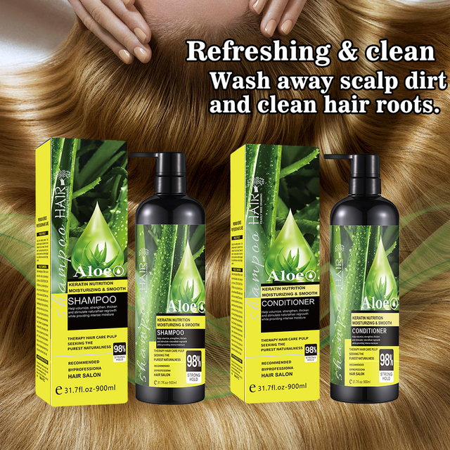 Private Label Aloe Shampoo Supplier Conditioner Anti Loss Grow Aloe Vera Nourishing Hair Wholesale