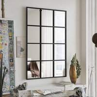 Espejo de ventana francés de Metal de rejilla, espejo rectangular de pared para sala de estar, ventanas de hierro forjado, espejo de pared, Espejo Spiegel