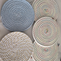 Set de table coloré en corde de coton tressée à la main, design moderne, réutilisable, isolant thermique, pour boissons, assiettes et casseroles chaudes