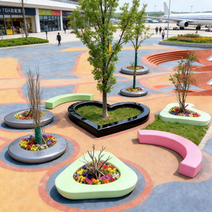 Custom GRC Tree Planter <b>Stool</b> Weather Resistant Landscape Furnishings Integrated Planter Seating for Urban Parks - Product Image 1