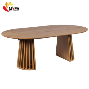 Muebles de Restaurante de Diseño Nórdico <span class=keywords><strong>Minimalista</strong></span>, <span class=keywords><strong>Mesa</strong></span> de Comedor Ovalada de Madera MDF Rústica, <span class=keywords><strong>Mesa</strong></span> de Comedor <span class=keywords><strong>Redonda</strong></span> Extensible - Product Image 1