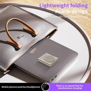 Caricatore Wireless Magnetico Pieghevole 4 in 1 a Forma di <span class=keywords><strong>Z</strong></span> in Metallo Certificato per Dropshipping, Supporto Multifunzionale con Luce, 15W - Product Image 5