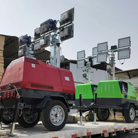 Tour d'éclairage mobile portable à LED de 5m, 7m, 9m, poussé à la main et de type remorque, conforme aux normes environnementales EPA