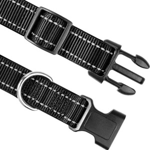 Reflective Soft Padded Eco-Friendly Striped Nylon Dog <b>Collar</b> Safety Buckle Adjustable Classic Luxury Modern Elegant Puppy <b>Collar</b> - Product Image 6