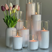 Nouveautés 2024 : Grand vase à bougie large, bougies en cire de sable en forme de pilier dans un bocal en verre, vases en verre pour bougies de mariage