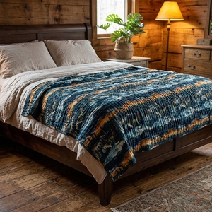 Couverture en mousseline <span class=keywords><strong>de</strong></span> coton bio 4 couches, motif tie-dye montagnes et forêts, pour chaise, canapé et <span class=keywords><strong>lit</strong></span> double, taille king size - Product Image 3