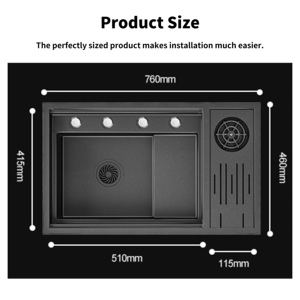 <span class=keywords><strong>อ่าง</strong></span><span class=keywords><strong>ล้าง</strong></span><span class=keywords><strong>จาน</strong></span>สเตนเลสสตีล YEETE ทำมือ ขนาด 90x50 ซม. - <span class=keywords><strong>อ่าง</strong></span>เดี่ยวขนาดใหญ่ <span class=keywords><strong>2</strong></span> รู แบบฝังใน ทนทาน ใช้กับเครื่องล้างจานได้ - Product Image 3