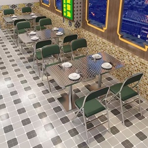 Mesas y Sillas <span class=keywords><strong>de</strong></span> Acero Inoxidable Resistentes para Restaurante, <span class=keywords><strong>Mesa</strong></span> y Sillas para Cafetería, Bar, Restaurante, Juego <span class=keywords><strong>de</strong></span> Muebles para Cafetería - Product Image 3