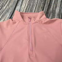 Hauts de sport équestres roses à manches courtes pour femmes, style échantillon, avec fermeture éclair, sous-vêtements de base pour l'équitation en extérieur