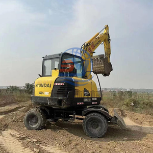 Mini excavadora de ruedas Hyundai 60w-7 original fabricada en Corea, excavadora hidráulica de ruedas usadas para construcción, marca de importación - Product Image 3