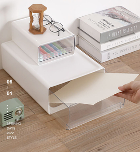 Cassettiera portaoggetti da scrivania, organizer per documenti e articoli vari, contenitore da scrivania per cosmetici, mobiletto impilabile per casa e ufficio - Product Image 4