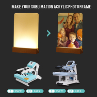 PYD Life - Marcos de Fotos LED de Acrílico Sublimable con Luz Cálida y Base de Madera, en Blanco para Personalizar, Venta al por Mayor