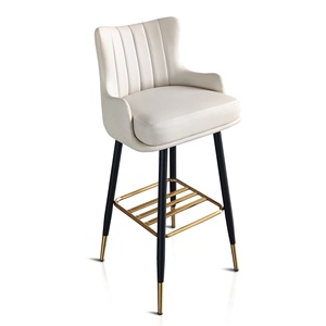 Tabouret de <span class=keywords><strong>bar</strong></span> de luxe en cuir PU avec pieds en métal noir doré, pour café, maison, cuisine, bureau, restaurant - Product Image 6