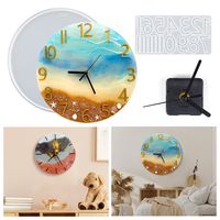 Moule en Silicone à Chiffres Arabes pour Horloge Murale Circulaire, Base de Résine Époxy, Moule en Silicone d'Horloge à Chiffres Romains avec Aiguilles d'Horloge, Kit de Moulage Complet
